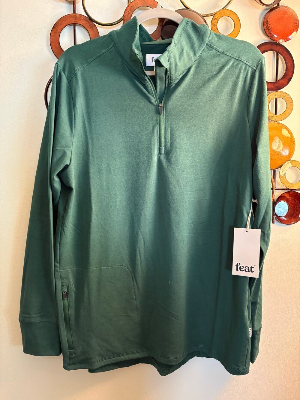 Medium emerald green FEAT Roam Quarter Zip Athletic Lightweight Performance Top